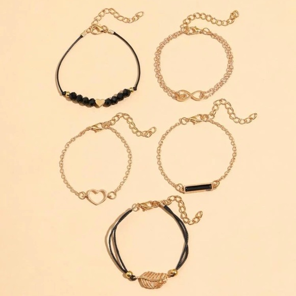 5pcs Heart & Leaf Decor Bracelet For Women Jewelry Gift Wedding Party En… - Picture 3 of 4